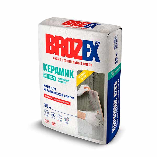 Клей для керамической плитки KS 9 КЕРАМИК Brozex 25кг