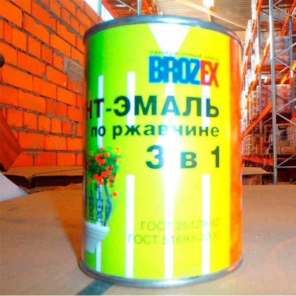 Грунт-эмаль по ржавчине 3 в 1 BROZEX 2,5 кг желтая