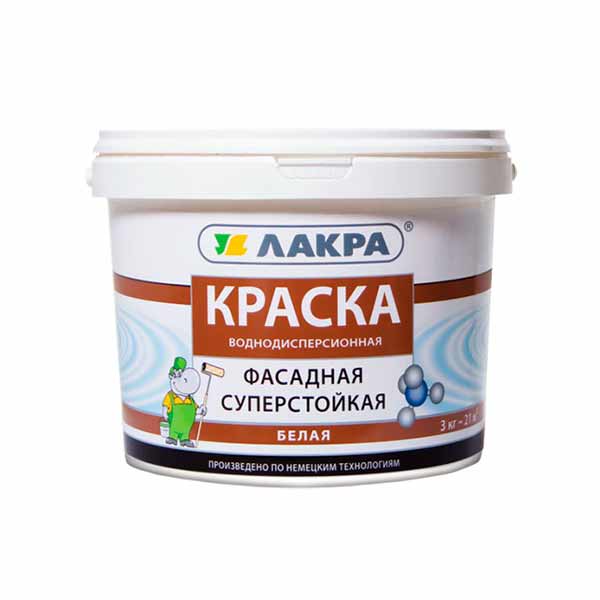 Краска фасадная Белая Лакра 3 кг