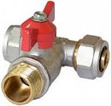 Кран шаровый тройник 16 х 1/2 н/р х 16 RVC