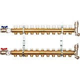 Распределительный коллектор Stout из латуни без расходомеров 11 вых.