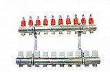 Коллекторная группа в сборе 1 х 3/4 на 10 выхода с измерителем потока Comisa(САМОВЫВОЗ)