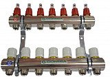 Коллекторная группа в сборе Comisa 1 х 3/4 на 7 выходов (с расходомерами)