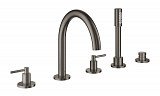 Смеситель для ванны Grohe Atrio New на 5 отверстий с ручным душем и переключателем, темный графит
