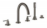 Смеситель для ванны Grohe Atrio New на 5 отверстий с ручным душем и переключателем, темный графит