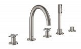 Смеситель для ванны Grohe Atrio New с душевым гарнитуром (на бортик ванны), 5 отверстий, суперсталь