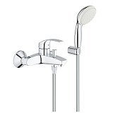 Смеситель Grohe EUROSMART для ванны настенный,однорычажный, ручной душ, держатель шланг (хром)