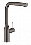 Смеситель для кухни Grohe Essence New с выдвижным изливом, тёмный графит глянец