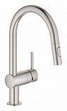 Смеситель для кухни Grohe Minta с выдвижным изливом, суперсталь