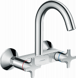 Кухонный смеситель Hansgrohe Logis M32, с двумя рукоятками, настенный, с высоким изливом, 1jet
