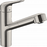 Кухонный смеситель Hansgrohe Focus M42 однорычажный, 150, с вытяжным изливом, 1jet, сталь