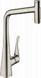 Кухонный смеситель Hansgrohe Select Metris M71 однорычажный, 320, с вытяжным душем, 2jet, sBox, сталь