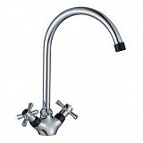 Смеситель Decoroom DR46028-Black двуручный для кухни с повортным изливом, черный/хром