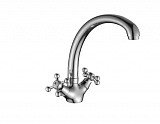 Смеситель DECOROOM DR54029 двуручный, для кухни, с высоким повортным изливом