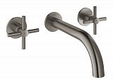 Смеситель Grohe Atrio New двухвентильный для раковины на 3 отверстия, настенный монтаж, темный графит матовый