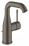 Смеситель для раковины Grohe Essence+ с донным клапаном и средним изливом, темный графит матовый
