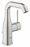 Смеситель для раковины Grohe Essence+ с донным клапаном и средним изливом, суперсталь