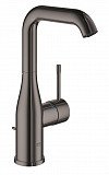 Смеситель для раковины Grohe Essence New с донным клапаном, L-Size, темный графит глянец