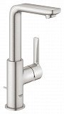 Смеситель для раковины Grohe Lineare New, с донным клапаном, высокий излив, суперсталь