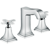 Смеситель для раковины Hansgrohe Metropol Classic 110, на 3 отверстия, с крестовыми рукоятками, со сливным гарнитуром