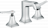 Смеситель для раковины Hansgrohe Metropol Classic 110 на 3 отверстия, с рычаговыми рукоятками, со сливным гарнитуром