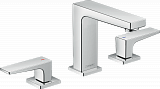 Смеситель для раковины Hansgrohe Metropol 110, на 3 отверстия, с рычаговыми рукоятками, со сливным клапаном Push-Open