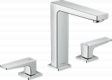 Смеситель для раковины Hansgrohe Metropol 160, на 3 отверстия, с рычаговыми рукоятками, со сливным клапаном Push-Open