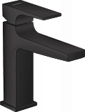 Смеситель для раковины Hansgrohe Metropol 110, однорычажный, с рычаговой рукояткой, со сливным клапаном Push-Open, матовый черный