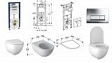 Комплект 5 в 1: безободковый унитаз Geberit Acanto + сиденье Slim с функцией плавного опускания + инсталляция Geberit Delta с бачком скрытого монтажа + звукоизоляция + смывная клавиша Delta