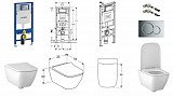 Комплект 4 в 1: безободковый унитаз Geberit Smyle + сиденье с функцией плавного опускания + инсталляция Geberit Sigma с бачком скрытого монтажа + смывная клавиша