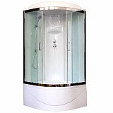 Душевая кабина Royal Bath RB 100BK6-WT-CH 100х100х217, стенки белые, стекла прозрачные, высокий поддон
