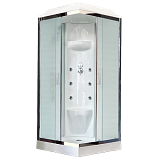 Душевая кабина Royal Bath RB 80HP7-WC-СН 80х80х217, стенки белые, стекла матовые, низкий поддон