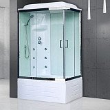 Душевая кабина Royal Bath RB 8100ВР3-WT-СН 100х80х217, стенки белые, стекла прозрачные, высокий поддон, левая