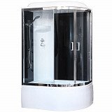 Душевая кабина Royal Bath RB 8120ВК6-BT-CH 120х80х217, стенки черные, стекла прозрачные, высокий поддон, левая