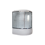 Душевая кабина Royal Bath RB 150ALP-C-СН 150х100х225, стенки белые, стекла матовые, высокий поддон, левая