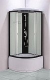 Душевая кабина Водный Мир ВМ-810 (100х100х215), стенки матовые, стекла прозрачные, высокий поддон, черный профиль
