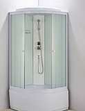 Душевая кабина Водный Мир ВМ-821 (100х100х215), стенки матовые, стекла матовые, высокий поддон, белый профиль