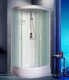 Душевая кабина Водный Мир ВМ-8625 (90х90х215), стенки матовые, стекла матовые, средний поддон, белый профиль