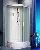 Душевая кабина Водный Мир ВМ-8625 (100х100х215), стенки матовые, стекла матовые, средний поддон, белый профиль