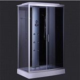Душевая кабина Comforty 303, серое стекло, задняя черная стеклянная панель, 1200х800х2150