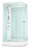 Domani-Spa Delight 128 L, низкий поддон, светлые стенки, кнопочный блок управления, вертикальный гидромассаж, 120х80х218см, двери сатин матированные