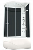 Domani-Spa Delight 128 high R, высокий поддон, черные стенки, кнопочный блок управления, вертикальный гидромассаж, 120х80х218см, двери прозрачные