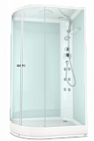 Domani-Spa Delight 128 R, низкий поддон, светлые стенки, кнопочный блок управления, вертикальный гидромассаж, 120х80х218см, двери сатин матированные