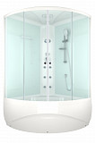 Domani-Spa Vitality high, высокий поддон, светлые стенки, кнопочный блок управления, вертикальный гидромассаж, 120х120х219см, сатин матированные двери