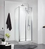Azario AZ-NAA1432B + P18 R/L Душевое ограждение 800х800х1900 с поддоном, (складная дверь) пр-ль серебро, стекло прозр 5 мм. с покр Easy clean
