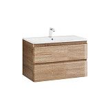 Тумба под раковину Vincea Alba 800 подвесная, 2 выкатных ящика soft close, W.Oak