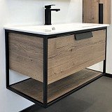 Тумба-умывальник COMFORTY Бонн-90, дуб темный, с  раковиной Quadro 90
